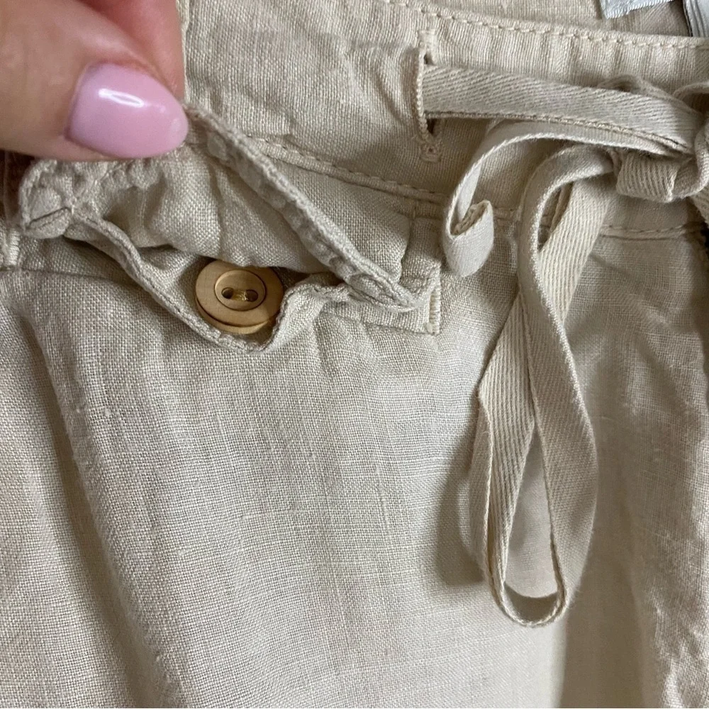 Banana Republic Sand Linen Cargo Pants Straight Leg Boho Adjustable Length size2